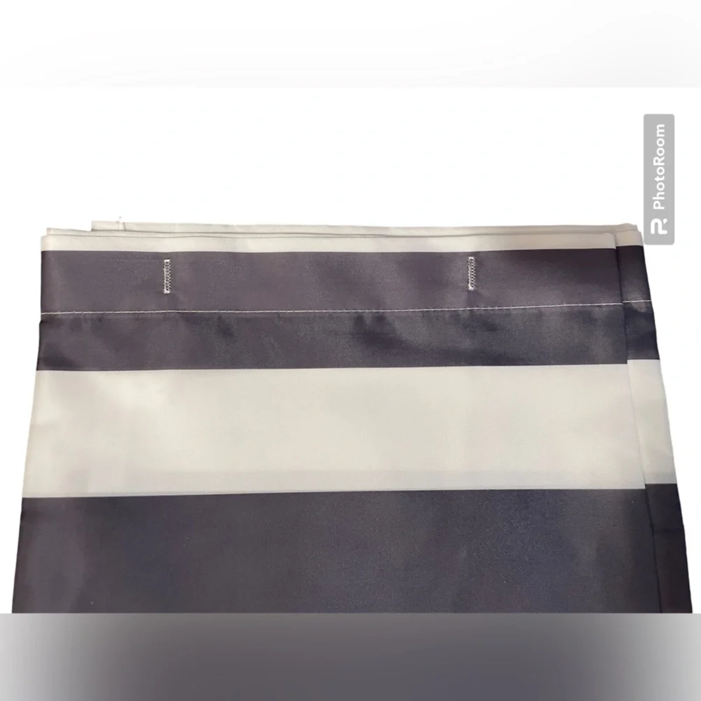 Grey and white striped shower curtain
